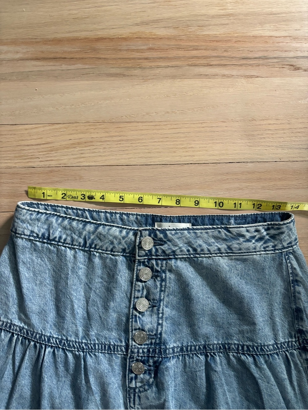 Tiered Denim Maxi Skirt in Light Blue - Picture 2 of 3